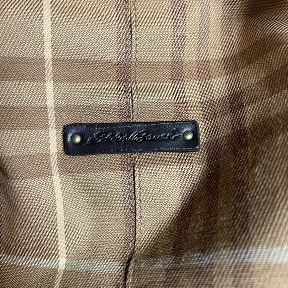 Eddie Bauer Brown and Tan Travel Duffel Bag with Plaid Pattern - Picture 4 of 6